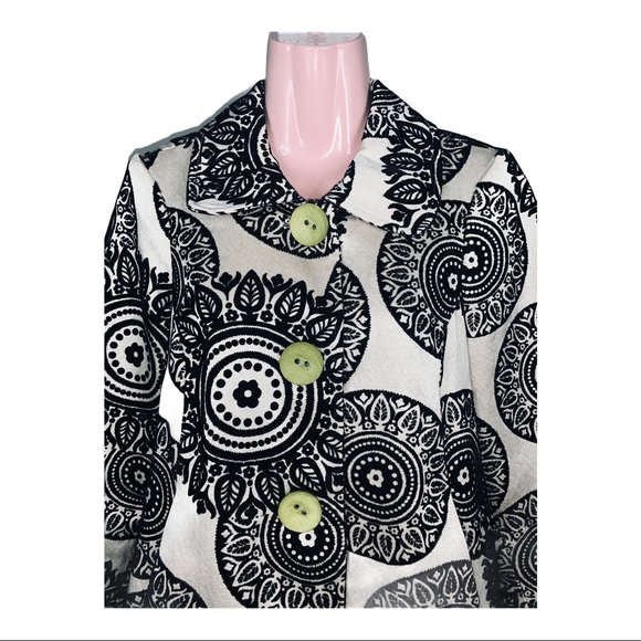 3 Sisters Black White Lime Green Pea Coat Jacket - Picture 5 of 9